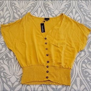 BNWT Zenobia mustard yellow button up top